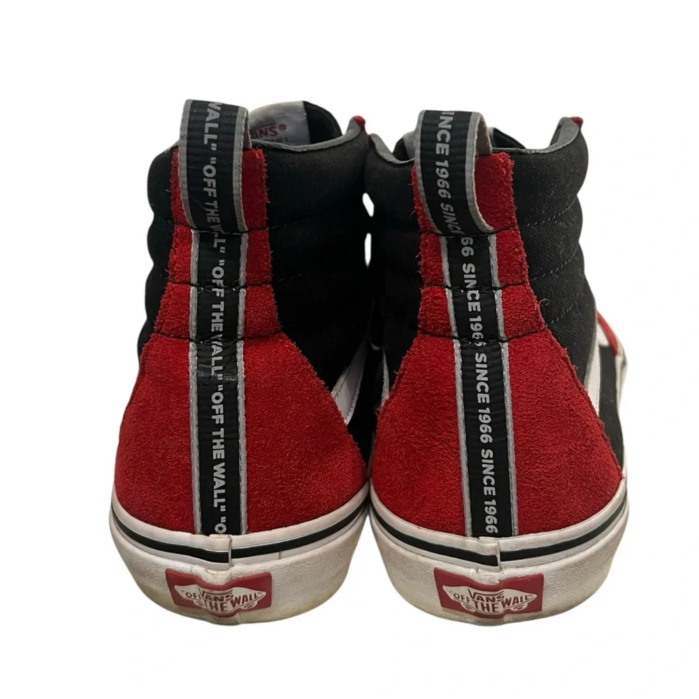 VANS | SK8-HI Red Black White‎ Off the Wall Since 1966 Script Men's Shoes 10.5